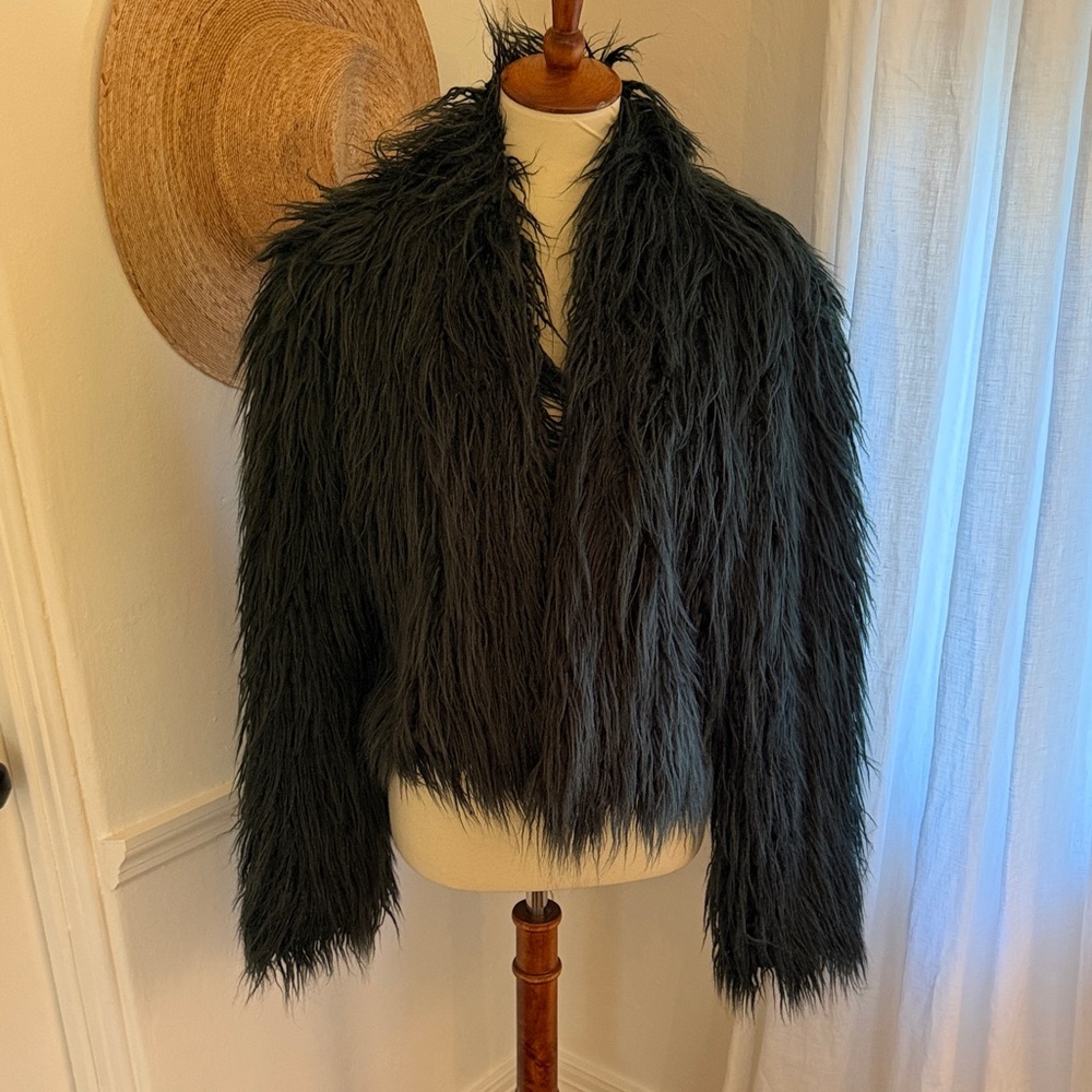 C/MEO Collective Faux Fur Jacket — Dark Green, Size L